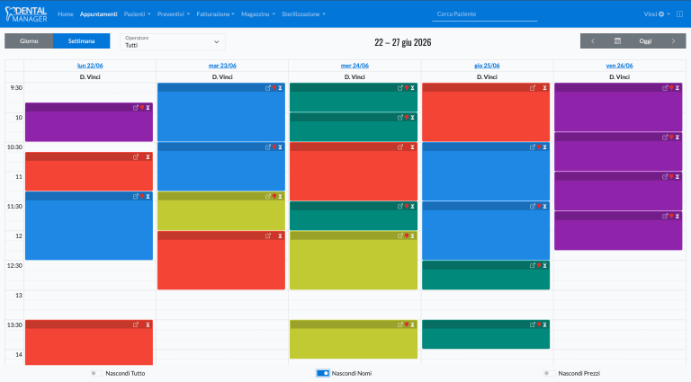 Una preview dell'agenda di dental planner gestionale per dentisti