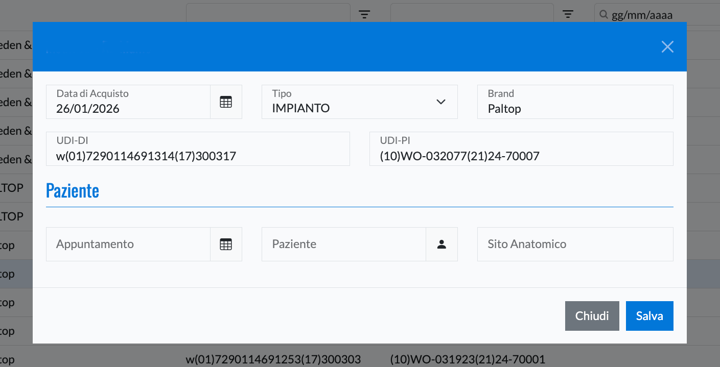 Su dentalplanner il registro impianti dentali permette di associare impianti e biomateriali ai pazienti